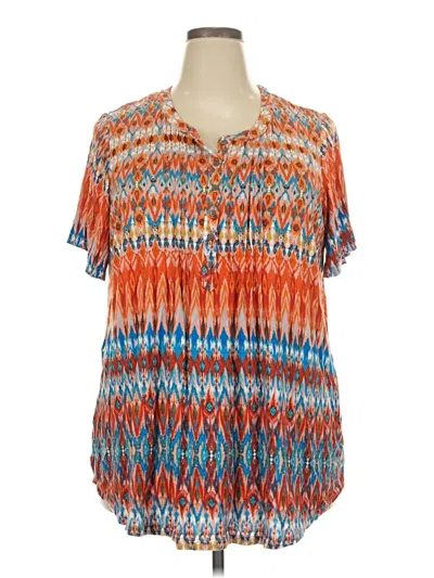 Pre-owned Rose + Olive Short Sleeve Blouse In Orange