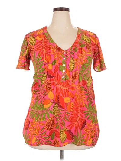 Pre-owned Rose + Olive Short Sleeve Blouse In Orange