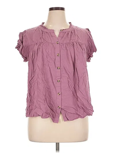 Pre-owned Rose + Olive Short Sleeve Blouse In Purple