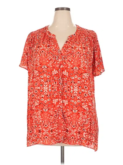 Pre-owned Rose + Olive Short Sleeve Blouse In Red