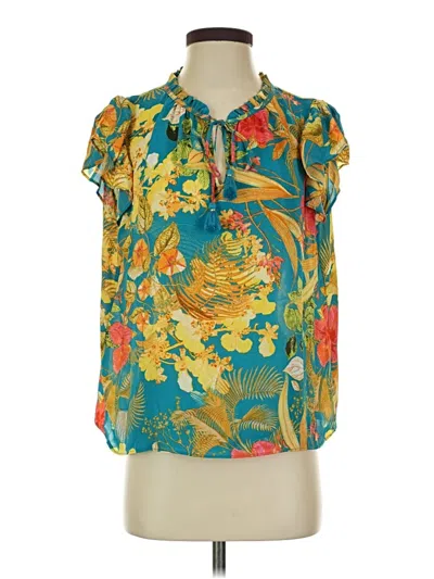 Pre-owned Rose + Olive Short Sleeve Blouse In Teal