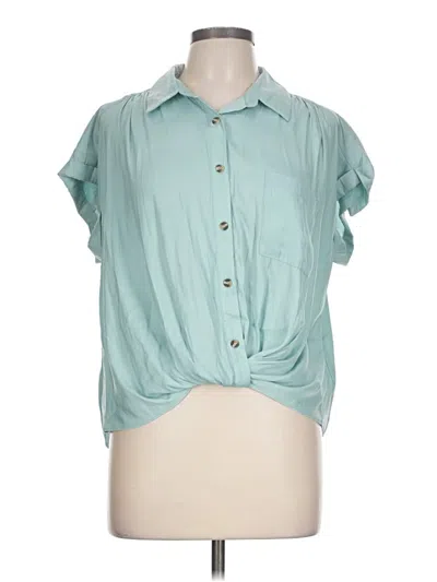 Pre-owned Rose + Olive Short Sleeve Blouse In Teal