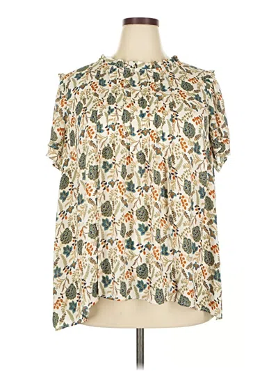 Pre-owned Rose + Olive Short Sleeve Blouse In White