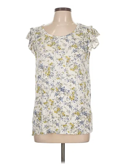 Pre-owned Rose + Olive Short Sleeve Blouse In White