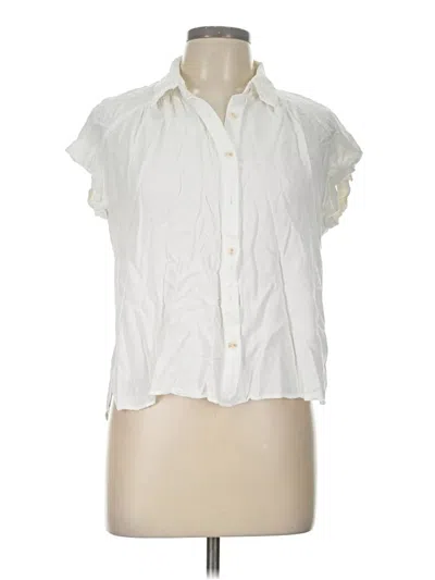 Pre-owned Rose + Olive Short Sleeve Blouse In White
