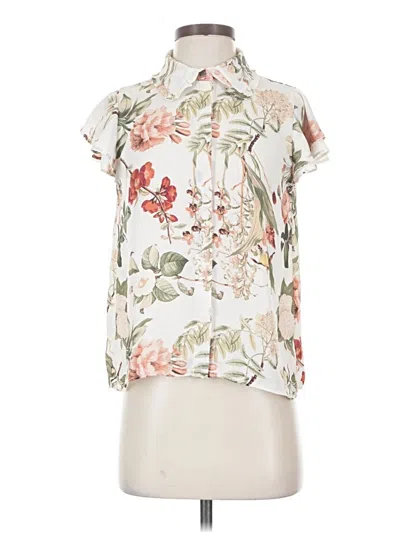 Pre-owned Rose + Olive Short Sleeve Blouse In White