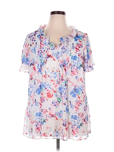 Pre-owned Rose + Olive Short Sleeve Blouse In White
