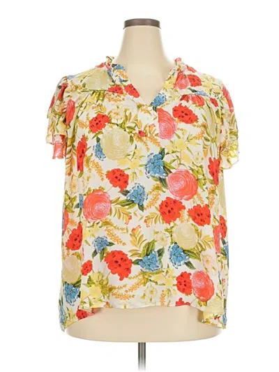 Pre-owned Rose + Olive Short Sleeve Blouse In Yellow