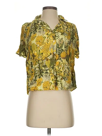 Pre-owned Rose + Olive Short Sleeve Blouse In Yellow