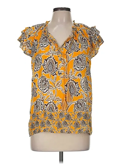 Pre-owned Rose + Olive Short Sleeve Blouse In Yellow