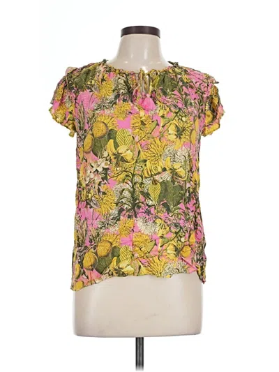 Pre-owned Rose + Olive Short Sleeve Blouse In Yellow