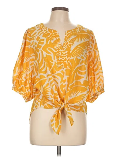 Pre-owned Rose + Olive Short Sleeve Blouse In Yellow