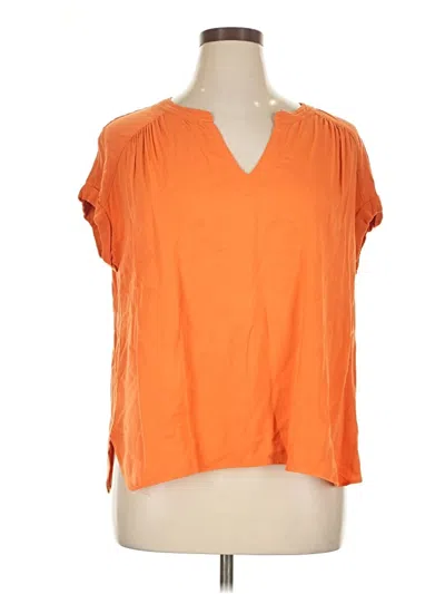 Pre-owned Rose + Olive Short Sleeve Top Orange V Neck Tops