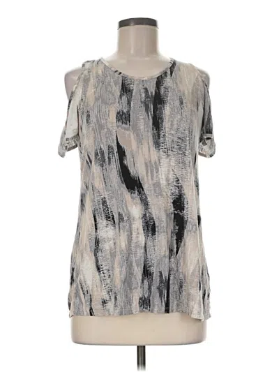 Pre-owned Rose + Olive Short Sleeve Top Silver Cold Shoulder Neckline Tops