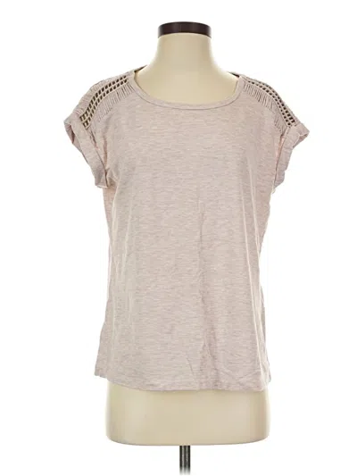 Pre-owned Rose + Olive Short Sleeve Top Tan Scoop Neck Tops In Brown
