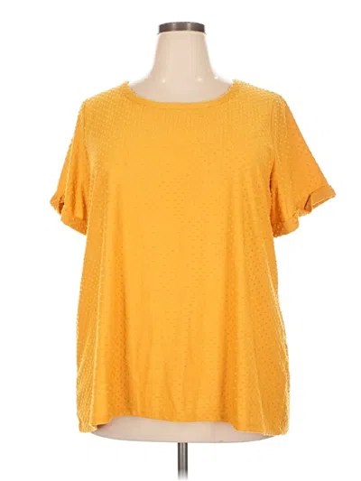 Pre-owned Rose + Olive Short Sleeve Top Yellow Scoop Neck Tops
