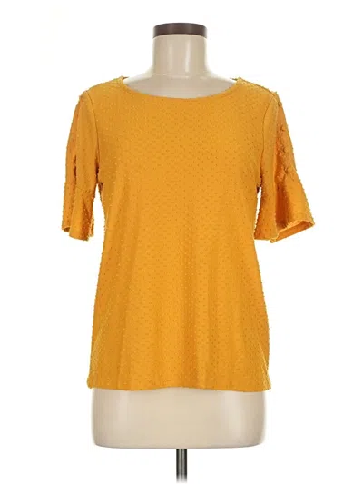 Pre-owned Rose + Olive Short Sleeve Top Yellow Square Neckline Tops