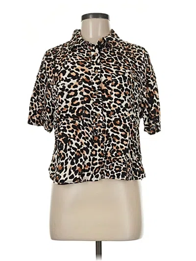 Pre-owned Rose + Olive Short Sleeve Turtleneck In Brown