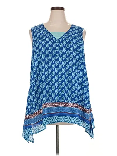 Pre-owned Rose + Olive Sleeveless Blouse In Blue