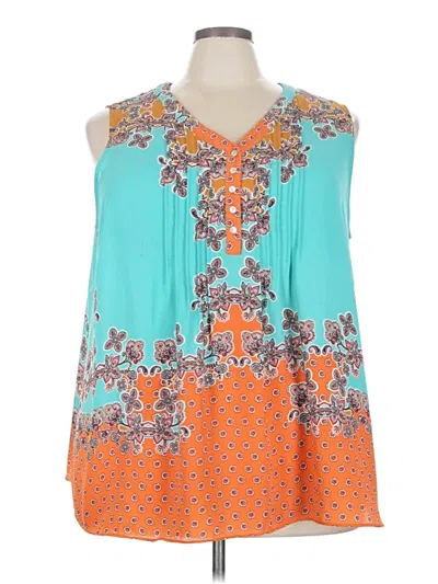 Pre-owned Rose + Olive Sleeveless Blouse In Blue