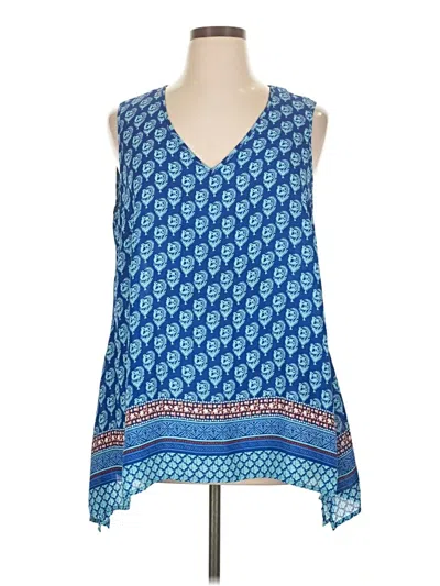 Pre-owned Rose + Olive Sleeveless Blouse In Blue