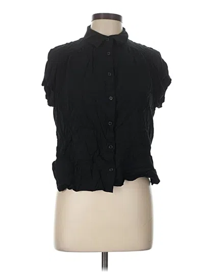 Pre-owned Rose + Olive Sleeveless Button Down Shirt In Black