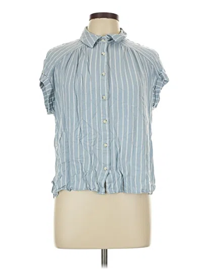 Pre-owned Rose + Olive Sleeveless Button Down Shirt In Blue