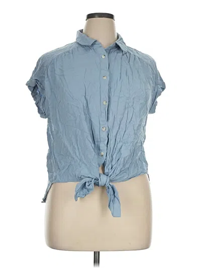 Pre-owned Rose + Olive Sleeveless Button Down Shirt In Blue