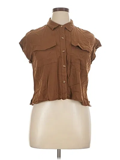 Pre-owned Rose + Olive Sleeveless Button Down Shirt In Brown