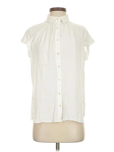 Pre-owned Rose + Olive Sleeveless Button Down Shirt In White