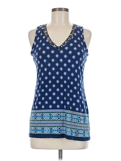 Pre-owned Rose + Olive Sleeveless Top Blue Halter Neckline Tops