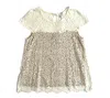 Rose + Olive Women's Lace Cap Sleeve Overlay Blouse In Ivory In Multi