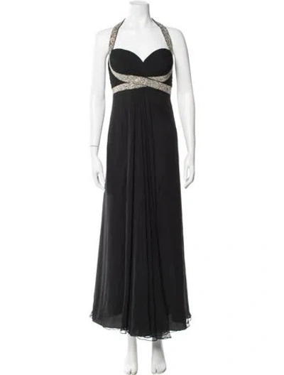 Pre-owned Rose Taft Halterneck Long Dress In Gray