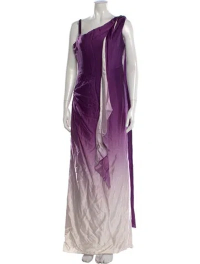 Pre-owned Rose Taft Silk Long Dress In Purple