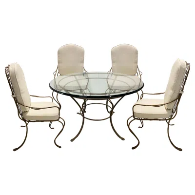 Pre-owned Rose Tarlow 's Iron "twig" Outdoor Dining Table And Chairs With New Cushions In Red