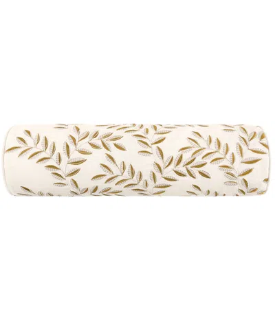 Rose Tree Baroda Embroidered Neckroll Decorative Pillow, 24" X 6.5"
