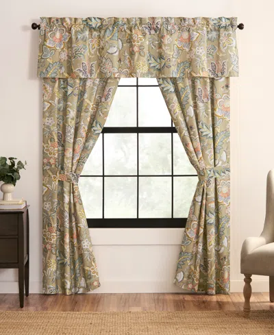 Rose Tree Belle Floral Tailored Window Valance, 80" X 17" In Brown