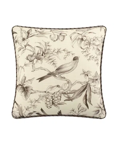 Rose Tree Bird Paradise Decorative Pillow, 18" X 18" In Sepia