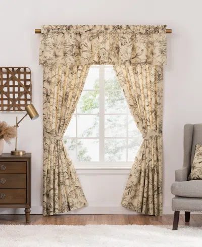 Rose Tree Bird Paradise Window Panels In Sepia