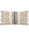 Rose Tree Bird Paradise Woven Checks Boudoir Dec Pillow, 20"x12" In Sepia