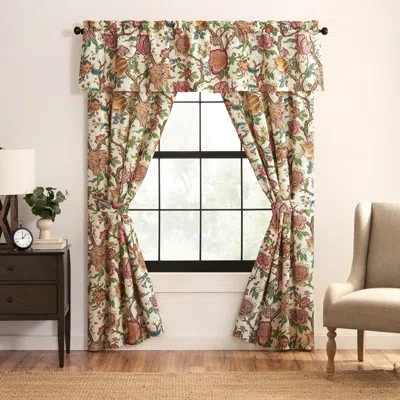 Rose Tree Bronte Floral Tailored Drapery Panel Set In Cream