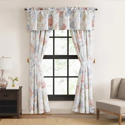 Rose Tree Dominca Floral Lined Window Panel Pair Set In White