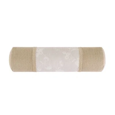 Rose Tree Eden Embroided Floral Neckroll Pillow In Beige