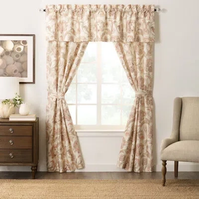 Rose Tree Eden  Floral Tailored Drapery Panel Set In Beige