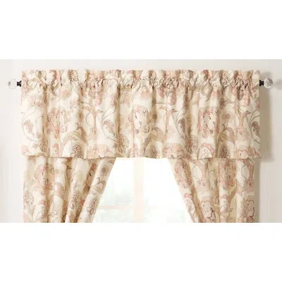 Rose Tree Eden Floral Tailored Window Valance In Beige