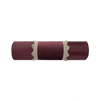 Rose Tree Emmaline Appliqued Neckroll Pillow In Wine
