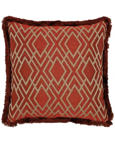 Rose Tree Harrogate Fringed Geometric Reversible Square Pillow In Orange