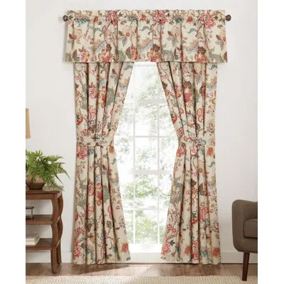 Rose Tree Haylie Floral Drapery Panel Set In White