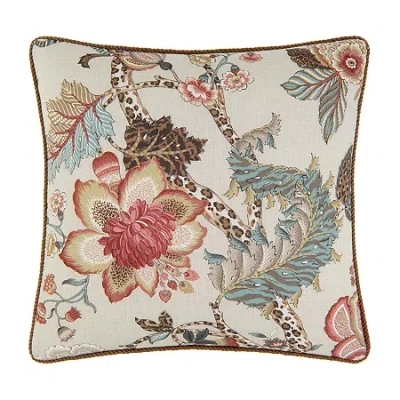 Rose Tree Haylie Floral Printed Square Throw Pillow In Brown