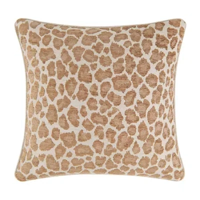 Rose Tree Haylie Leopard Woven Square Throw Pillow In Brown